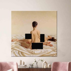Naked Lesbian Women Art, Lesbian Wall Decor, Sexy Wall Decor, Personalized Gift, 3D Canvas Art, Tempered Glass, Bedroom Wall Decor, Mature,
