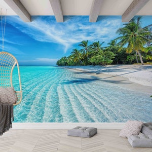 Tropical Beach Wallpaper Mural: Peel and Stick Sea Landscape - Etsy