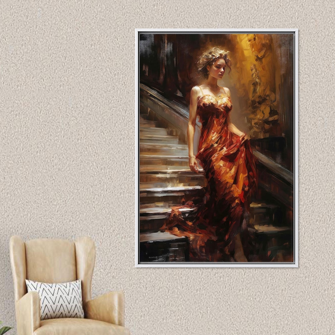 Elegant Lady Wall Art – Romantic Oil Style Canvas or Glass Print - Etsy