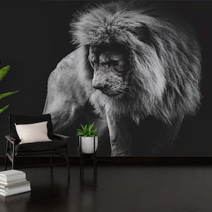 Self Adhesive Paper, Vinyl Wallpaper, Decor For Wall, Housewarming Gift,  Wall Art, Lion Wall Stickers, Animal Wall Print, Paper Wall Art,