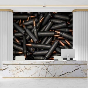 Bullet Wall Paper, Army Wall Paper, Boy Room Wall Decor, Personalized Gift, Do It Yourself, Modern Wall Poster, Loft Decor, 3D Wall Mural image 3