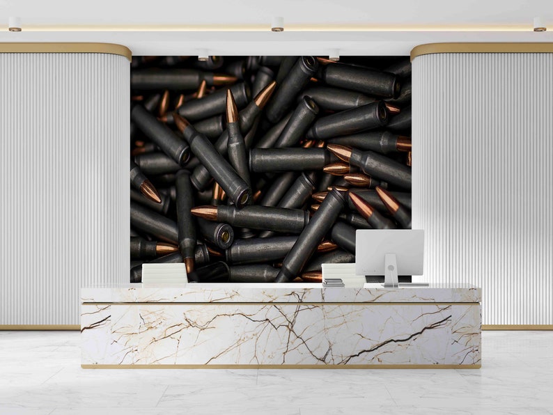 Bullet Wall Paper, Army Wall Paper, Boy Room Wall Decor, Personalized Gift, Do It Yourself, Modern Wall Poster, Loft Decor, 3D Wall Mural image 3