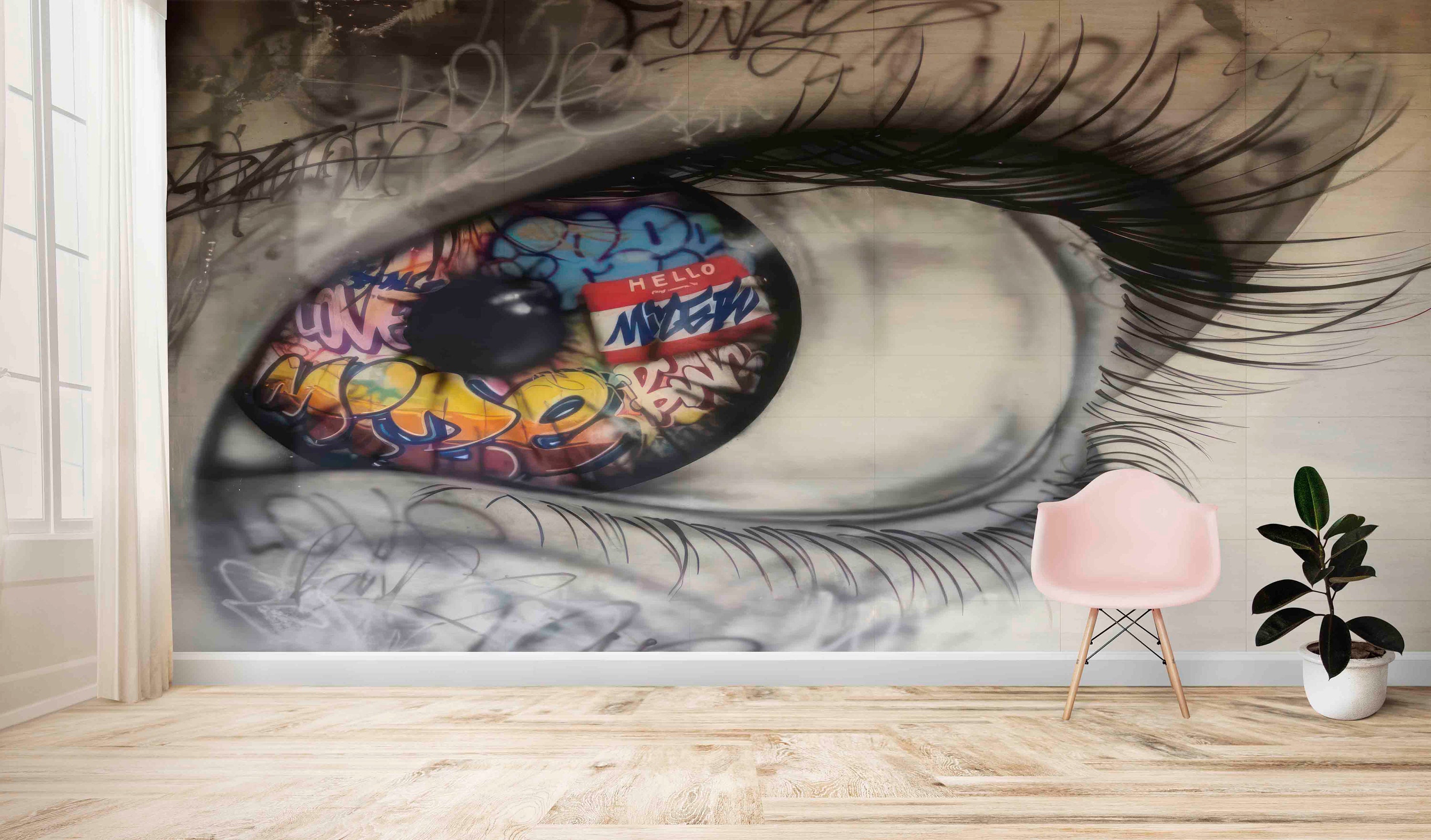 Eye Graffiti Wallpaper Abstract Eye Wall Art Eye Wall Etsy