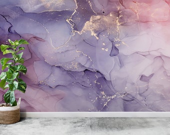 Purple Marble Wallpaper Mural: Modern 3D Wall Art