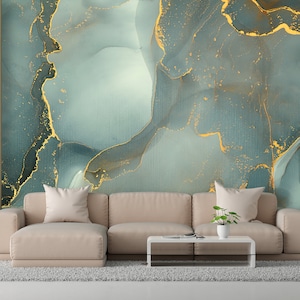 Paper Crafts, Peel And Stick Wallpaper, 3D Wall Art, Gift For The Home, Green Marble Wall Decor, Green Wall Poster, Marble Digital Paper,