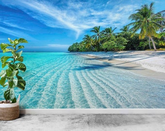 Tropical Beach Wallpaper Mural: Peel and Stick Sea Landscape