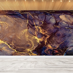 Room Decor, Modern Wallpaper Art, Purple And Gold Marble Wallpaper, Luxury Marble Wall Decor, Patterns And How To, Vinyl Wallpaper,