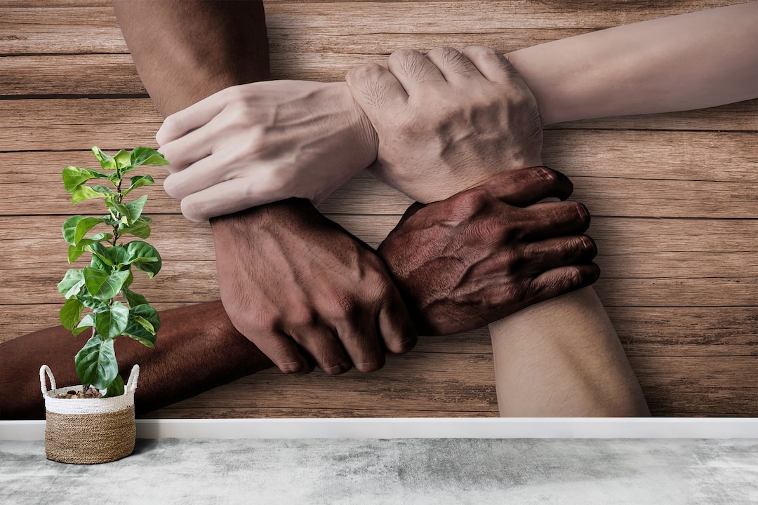 Teamwork Hands Mural: Motivational Office Decor Wallpaper - Etsy