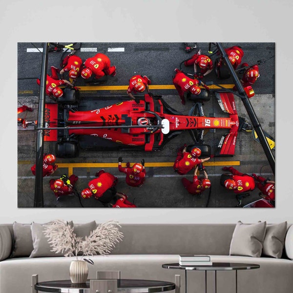Formula One Pit Stop Glass Decor, F1 Charles Leclerc Canvas, F1 Poster, Car Art, Boy Gift Personalized Canvas Decor, Boy Room Wall Decor,