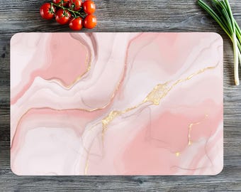 Pink Serving Board, Marble Pattern Serving Board, Glass Chopping Board, Pink Marble Cutting Board, Personalized Serving Board, Kitchen Decor