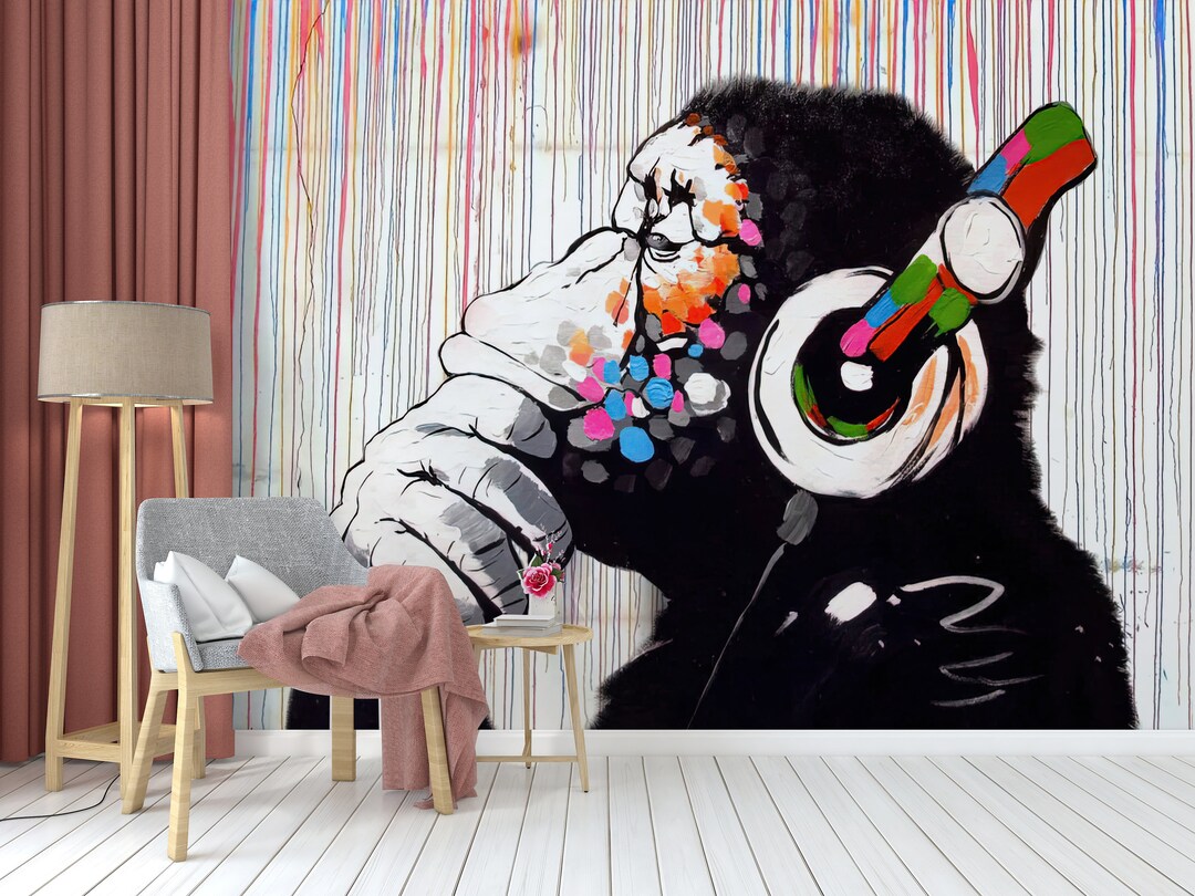 Wallpaper Border, Graffiti Monkey Wall Decor, Wall Art Decor, Modern