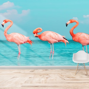 Bridesmaid Gift, Personalized Gift, Wall Decoration, Three Flamingos Wallpaper, Tropical Wallpaper, Luxury Wallpaper, Patterns And How To,