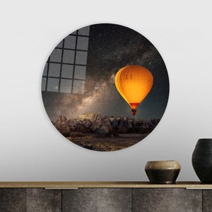 Star at Night Wall Decoration, Landscape Wall Decor, Cappadocia Hot Air Balloon Wall Hanging, Milky Way Canvas Print, Sky Landscape Wall Art