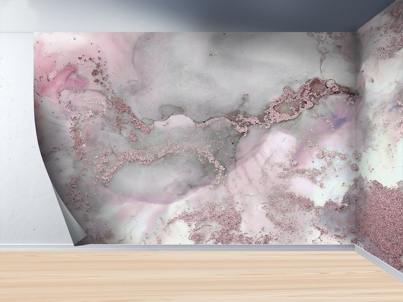 Vinyl Wallpaper, Pink Wallpaper, Digital Paper, Wall Mural Wallpaper, Modern Wall Print, Pink And Gray Marble Wall Mural, Marble Wallpaper, image 7