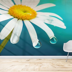 Flower Wall Painting, Wall Decorations, Wall Art, Flower Daisy Wall Paper, Paper Art, Floral Wallpaper, Living Room Wallpaper, Home Decor,