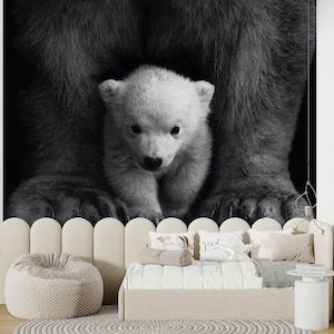 Wallpaper Border, Modern Wallpaper, Modern Wall Decal, Gift For The Home, Baby Polar Bear Wall Paper, Animal Wall Art, 3D Wall Art,