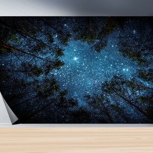 Starry Night Sky Wallpaper Mural: Peel and Stick Wall Decor - Etsy