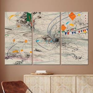 Abstract Art, Modern Canvas Print, Julie Mehretu Art Canvas, Colorful Tempered Glass, Wall Decoration,
