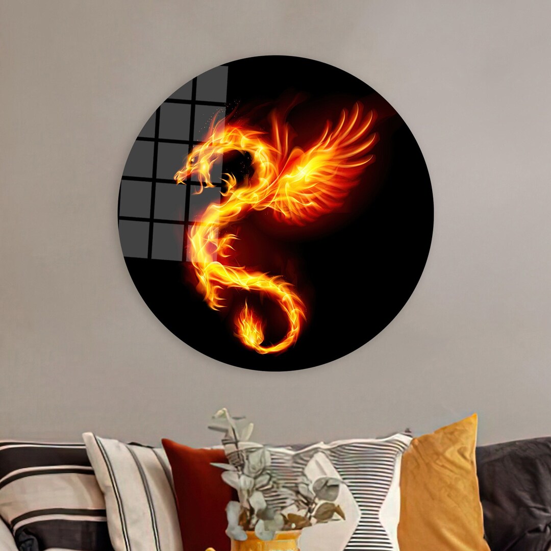 Fire Dragon Tempered Glass Wall Art: Animal Canvas Poster - Etsy