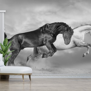 Removable Wall Decor, Wall Print, Animal Wall Decor, Digital Paper, Running Horses Wall Art, Horse Wallpaper, Farmhouse Wall Paper Decor,