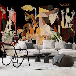 Picasso Wallpaper, Abstract Wall Decals, Guernica Wall Art, 3D Papercraft, Paper Anniversary, Modern Wallpaper, Famous Wallpaper, 3D Origami