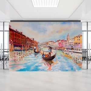 3D Wall Paper, Removable Wall Paper, Self Adhesive Paper, Gift For The Home, Venice Canal Painting Wall Paper, View Wall Print,