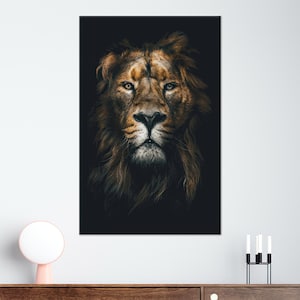 Animal Canvas Poster, Man Cave Wall Art Decor, Gift for Him Wall Decoration, Lion Art, Valentines Day Gift For Him Personalized, Lion Poster
