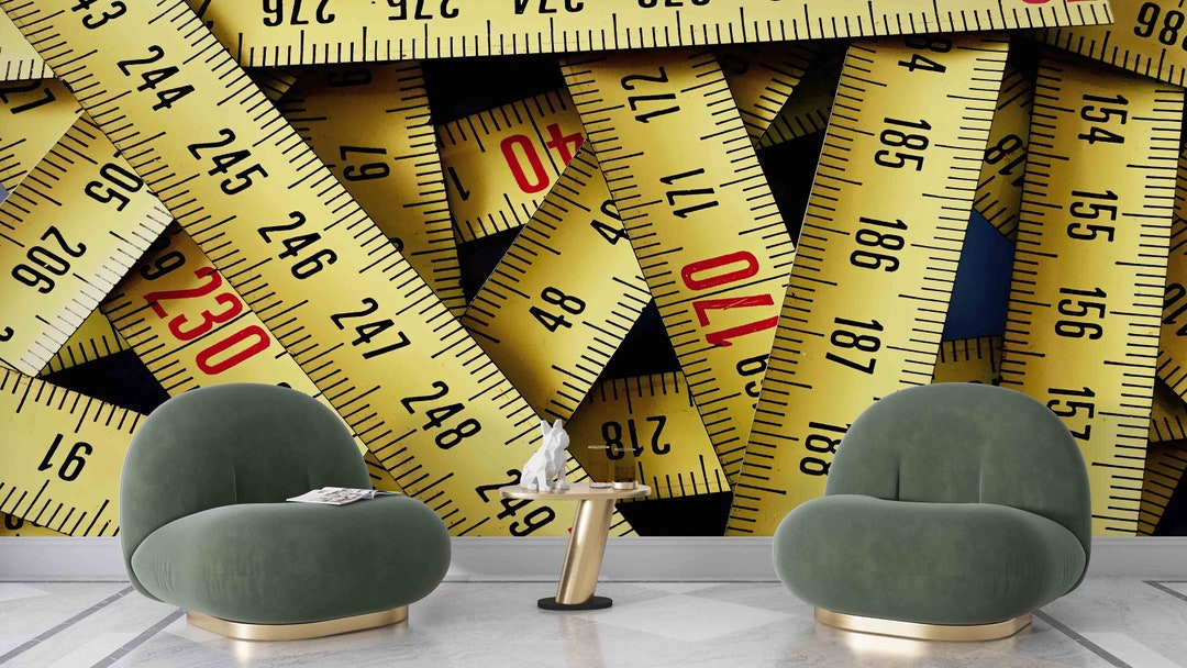 Yellow Meter Wallpaper, Meter Wall Mural, Yellow Wall Print, Sewing and ...