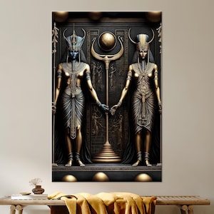 Anubis Glass Art, Modern Canvas Decor, Egypt Canvas Poster, Hieroglyph Artwork, Personalized Gifts, Housewarming Gift, Golden Wall Decor,