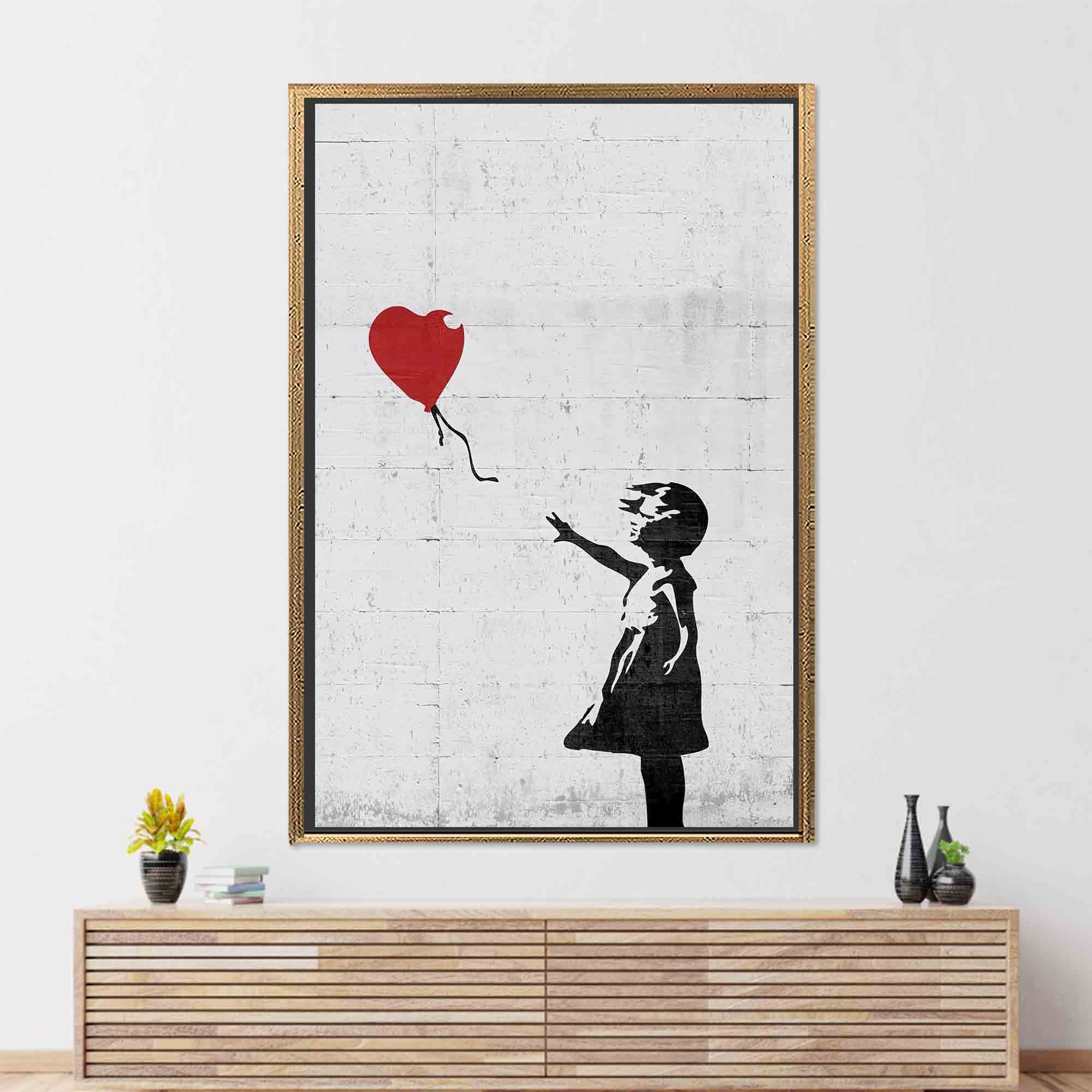 Banksy Girl With Red Balloon Graffiti Tempered Glass Wall Art - Etsy