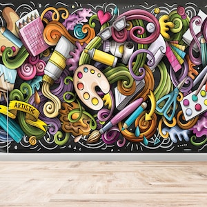 Personalized Wallpaper, Gift For House, Modern Wallpaper, Gift For Him, Music Room Mural, Colorful Paper Craft, Modern Wall Painting,