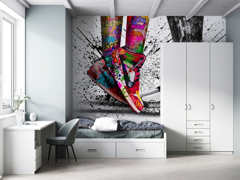 3D Papercraft Love in Jordan Shoes Wall Mural Air Jordans Etsy