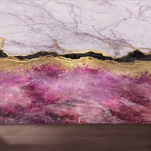 Pink and Gold Marble Wallpaper: Art Deco Wall Decor
