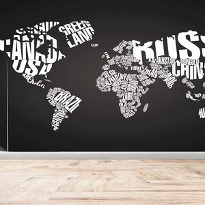 Modern World Map Wall Poster, Map Wall Print, Black Wallpaper, Abstract Wall Decor, Classroom Wall Art, Office Wall Print, 3D Printing Art,