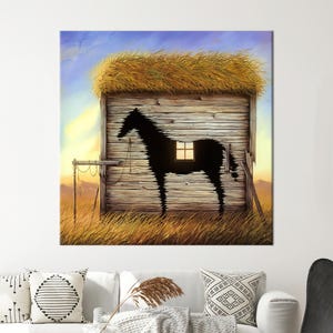 Abstract Horse Glass Wall Art: Modern Farmhouse Decor