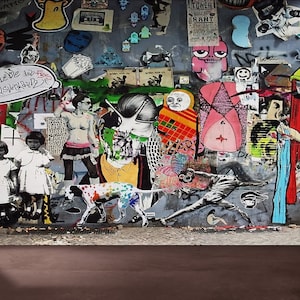 Abstract Graffiti Wall Print, 3D Wall Decor, Decals For Walls, Wall Poster, 3D Wall Art, Banksy Wallpaper, Removable Wall Decor, Wall Mural,