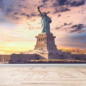 Wallpaper By The Yard, 3D Wall Decor, Accent Wall, Gift Wallpaper, Statue of Liberty Wall Painting, Sculpture Paper Art, View Wall Poster,