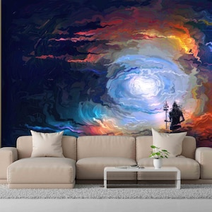 Lord Wall Paper, Hinduism Wall Art, Abstract Wall Print, Custom Wall Paper, Modern Wall Print, Wall Decoration, Gift For Her, Wallpaper,