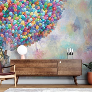 Wall Mural Wallpaper, Removable Wall Paper, Decals For Walls, Gift Wallpaper, Colorful Air Balloons Paper Art, Up Movie Paper Art, image 2