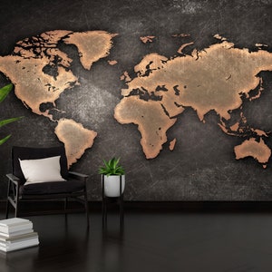 3D Origami, Accent Wall, Office Wall Mural, Paper Wall Art, Map Wall Poster, Abstract World Map Wall Paper, Paper Art, Ofice Wall Art,