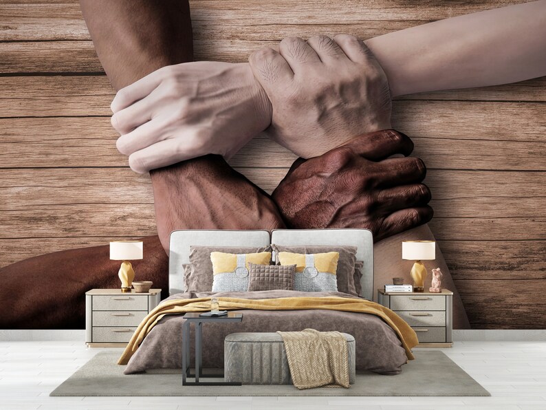 Teamwork Hands Mural: Motivational Office Decor Wallpaper - Etsy