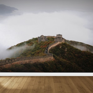 Great Wall of China Wall Poster, Landscape Paper Art, Mountain Landscape Wall Stickers, Nature Landscape Paper Craft, Office Wall Decor,