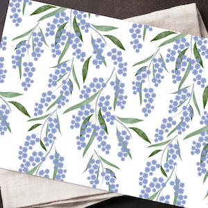 Blue Floral Cutting Board, Flower Chopping Board, Mother&#39;s Day Gift, Green Leaves Serving Board, Floral Serving Board, Chopping Board,