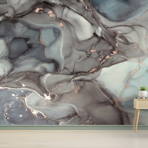 Paper Cutting Art, 3D Wall Paper, Personalized Wallpaper, Gift For Her, Gray And Blue Marble Paper Art, Blue Marble Mural, Paper Wall Art,