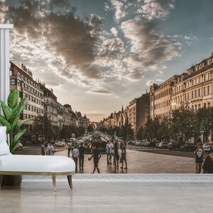 Wenceslas Wall Art, Square Wall Decor, Prague Landscape Art, Cityscape Wall Paper, Gift Wallpaper, Landscape Paper Art, Decals For Walls,