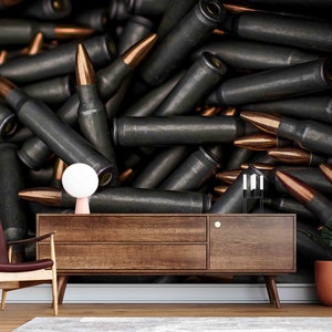 Bullet Wall Paper, Army Wall Paper, Boy Room Wall Decor, Personalized Gift, Do It Yourself, Modern Wall Poster, Loft Decor, 3D Wall Mural image 6