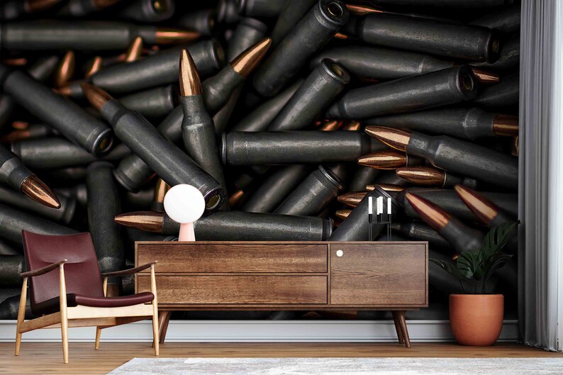 Bullet Wall Paper, Army Wall Paper, Boy Room Wall Decor, Personalized Gift, Do It Yourself, Modern Wall Poster, Loft Decor, 3D Wall Mural image 6