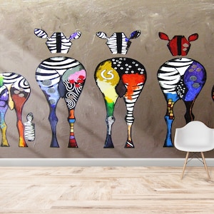 Banksy Zebra Wallpaper, Wallpaper Border, Graffiti Wallpaper, Animal Mural, Peel And Stick Wallpaper, Wall Poster, Banksy Wall Paper,