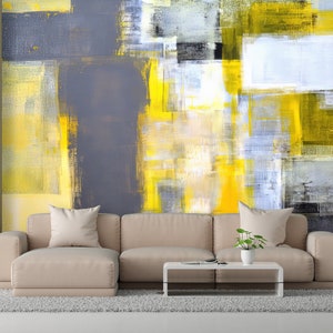 Kitchen Decor, Christmas Gifts, Minimal Wall Decor, Personalized Teacher Gift, Yellow And Gray Wall Paper, Yellow Wallpaper, Peel and Stick,