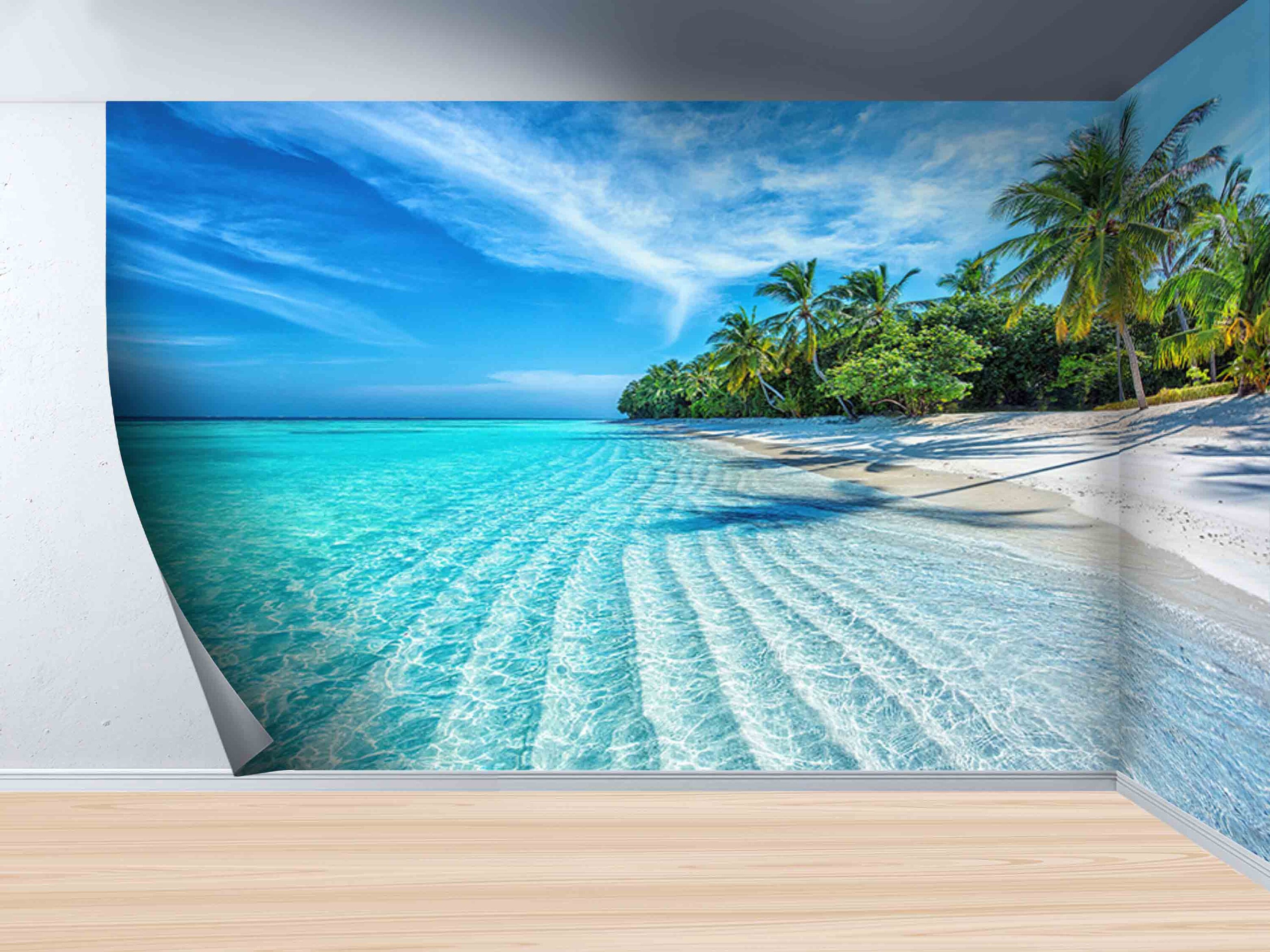 Tropical Beach Wallpaper Mural: Peel and Stick Sea Landscape - Etsy